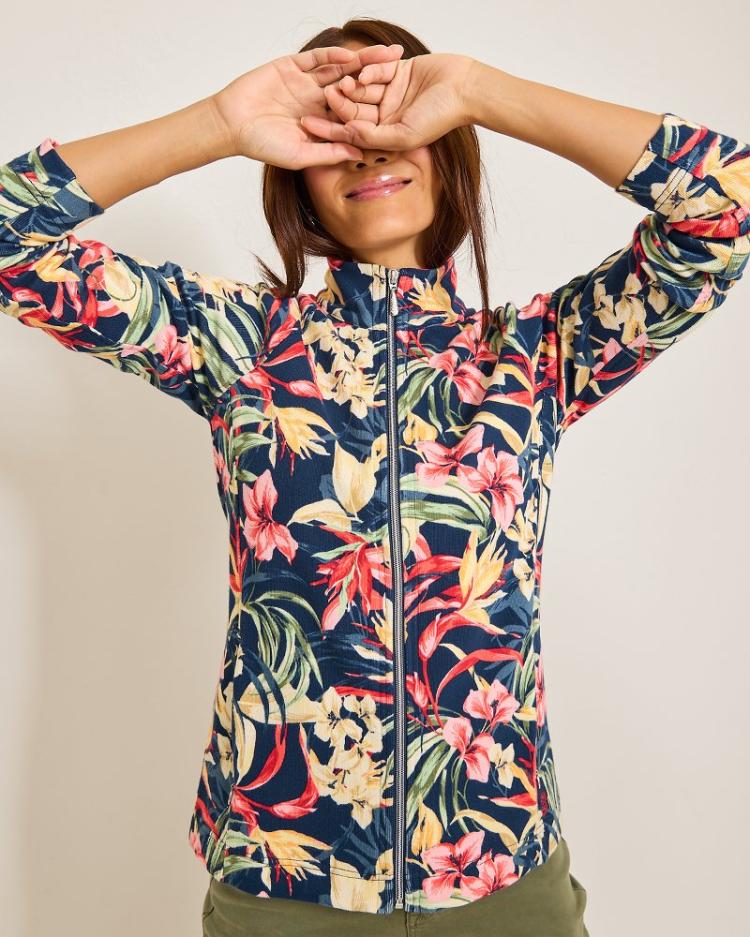 Women Sweatshirts | Tommy Bahama Aruba Flora Amora Full-Zip Sweatshirt Island Navy