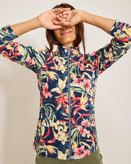 Women Sweatshirts | Tommy Bahama Aruba Flora Amora Full-Zip Sweatshirt Island Navy