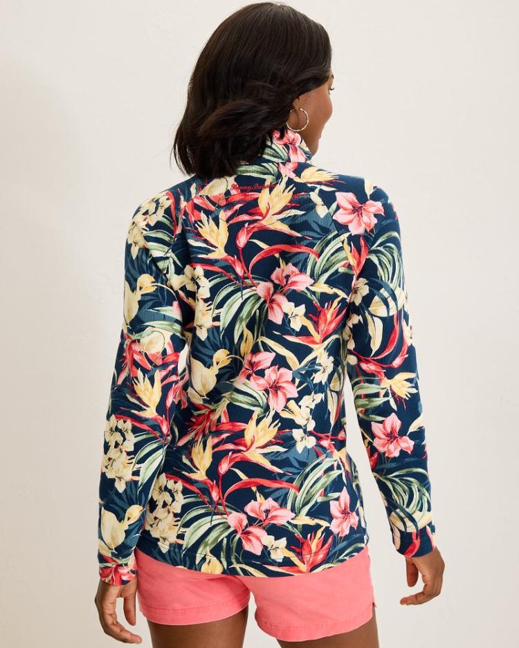 Women Sweatshirts | Tommy Bahama Aruba Flora Amora Half-Zip Sweatshirt Island Navy