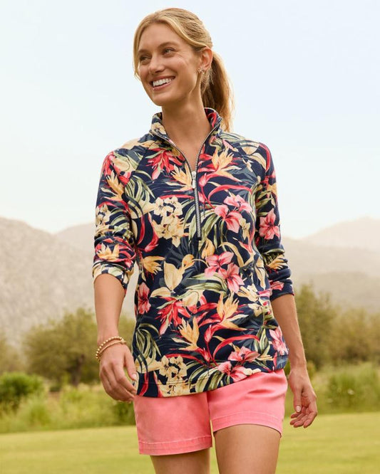 Women Sweatshirts | Tommy Bahama Aruba Flora Amora Half-Zip Sweatshirt Island Navy