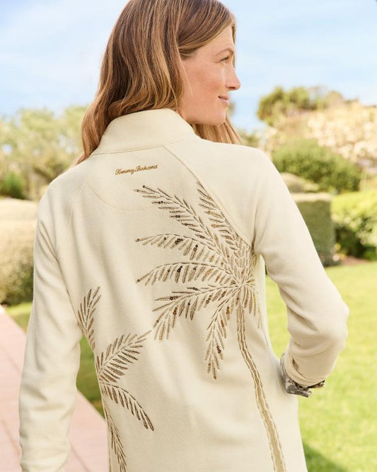 Women Sweatshirts | Tommy Bahama Aruba Portico Palma Embroidered Full-Zip Sweatshirt Coconut