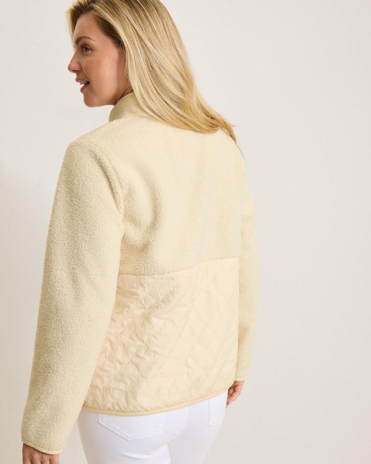 Women Sweatshirts | Tommy Bahama Faux Sherpa Quilted Hybrid Jacket New Ecru