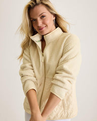 Women Sweatshirts | Tommy Bahama Faux Sherpa Quilted Hybrid Jacket New Ecru