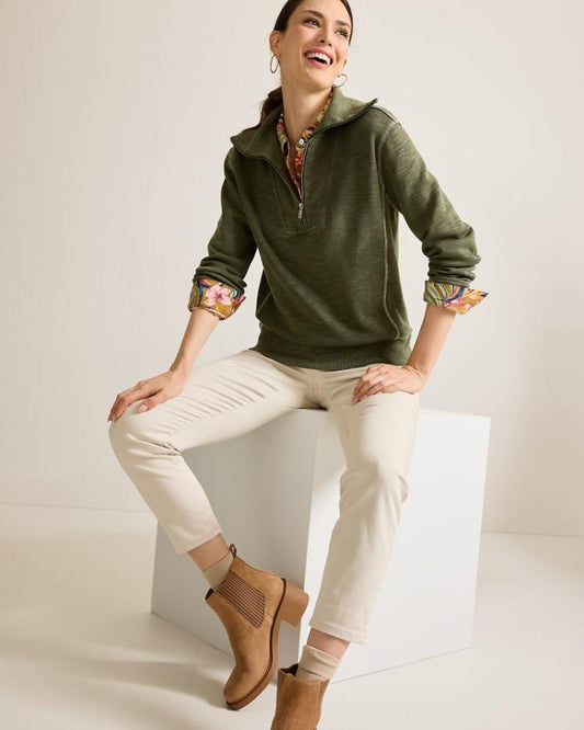 Women Sweatshirts | Tommy Bahama Tobago Bay Half-Zip Sweatshirt Banana Leaves
