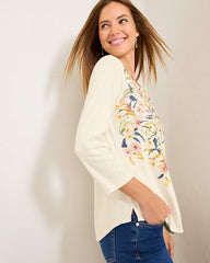 Women Tops &amp; Shirts | Tommy Bahama Ashby Isles Flora Amora 3/4-Sleeve T-Shirt Coconut