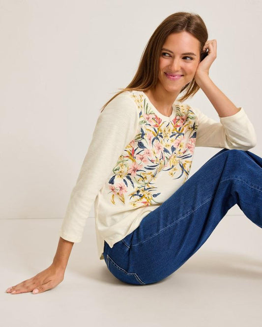 Women Tops &amp; Shirts | Tommy Bahama Ashby Isles Flora Amora 3/4-Sleeve T-Shirt Coconut