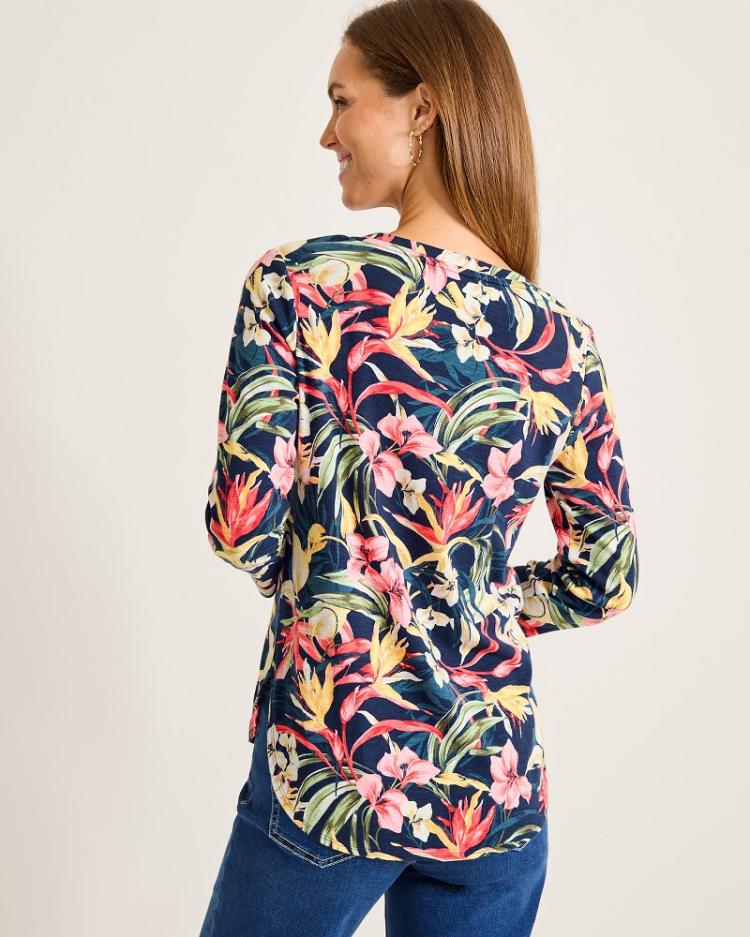 Women Tops &amp; Shirts | Tommy Bahama Ashby Isles Flora Amora 3/4-Sleeve T-Shirt Island Navy