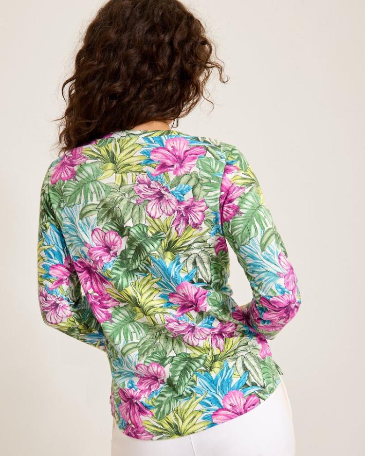 Women Tops &amp; Shirts | Tommy Bahama Ashby Isles Jungle Jewels 3/4-Sleeve T-Shirt Coconut