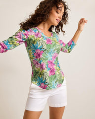 Women Tops &amp; Shirts | Tommy Bahama Ashby Isles Jungle Jewels 3/4-Sleeve T-Shirt Coconut