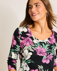 Women Tops &amp; Shirts | Tommy Bahama Ashby Isles Villa Garden 3/4-Sleeve T-Shirt Black
