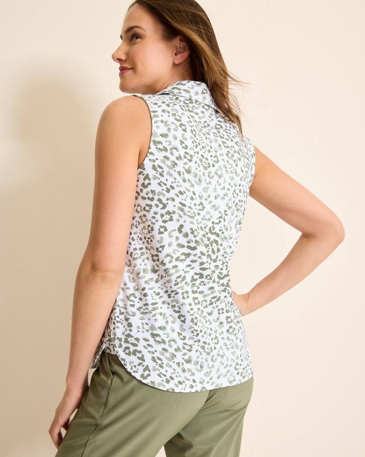 Women Tops &amp; Shirts | Tommy Bahama Aubrey Leopard Leisure IslandZone® Polo Tea Leaf