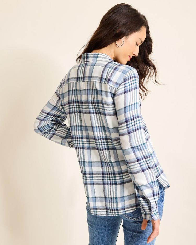 Women Tops &amp; Shirts | Tommy Bahama Breezy Shoreline Flannel Shirt Light Chambray