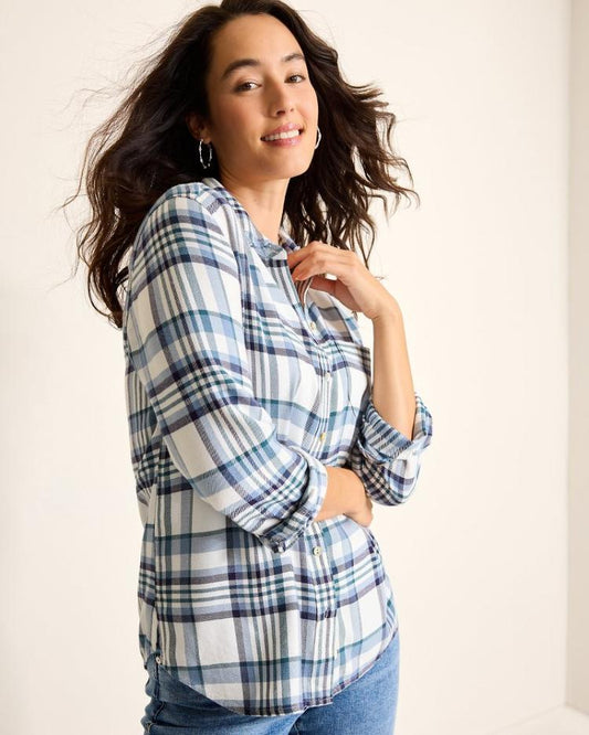 Women Tops &amp; Shirts | Tommy Bahama Breezy Shoreline Flannel Shirt Light Chambray