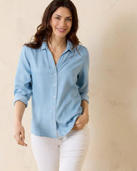 Women Tops &amp; Shirts | Tommy Bahama Chambray All Day Long-Sleeve Shirt Light Storm Wash