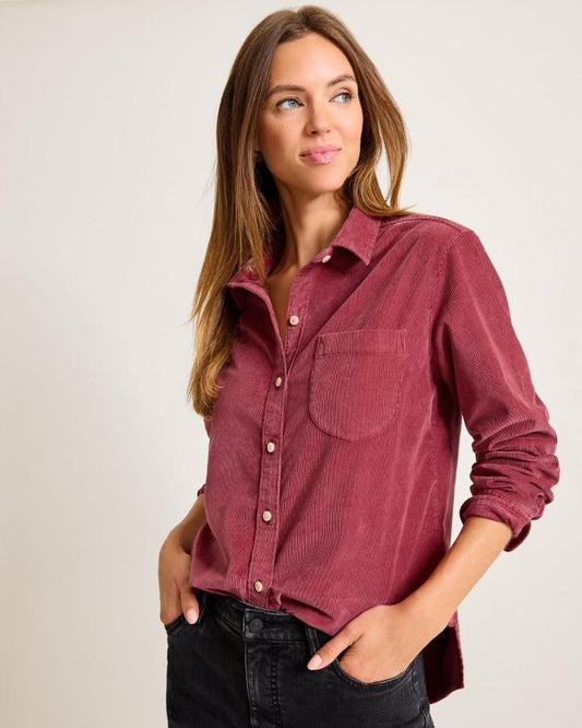 Women Tops &amp; Shirts | Tommy Bahama Coasta Cord Sun-Washed Shirt Sangria Red