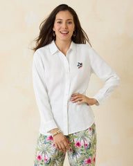 Women Tops &amp; Shirts | Tommy Bahama Coastalina Coastal Palms Linen Shirt White