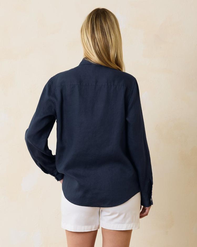 Women Tops &amp; Shirts | Tommy Bahama Coastalina Relaxed Long-Sleeve Linen Top Coastline