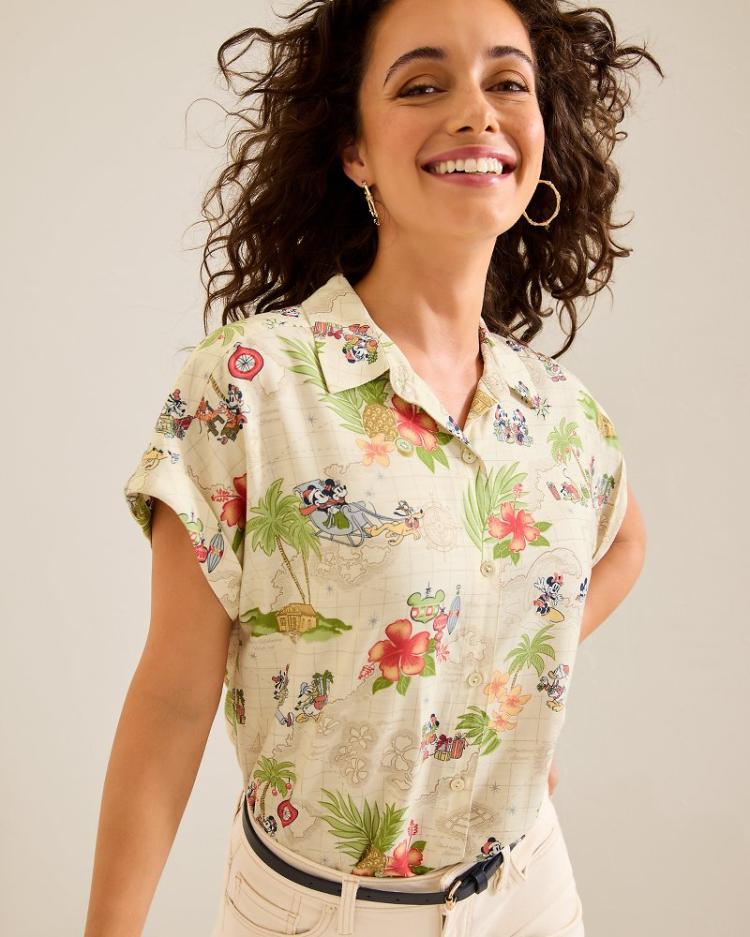 Women Tops &amp; Shirts | Tommy Bahama Disney Huladay Adventures Camp Shirt Bleached Sand