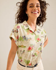 Women Tops &amp; Shirts | Tommy Bahama Disney Huladay Adventures Camp Shirt Bleached Sand