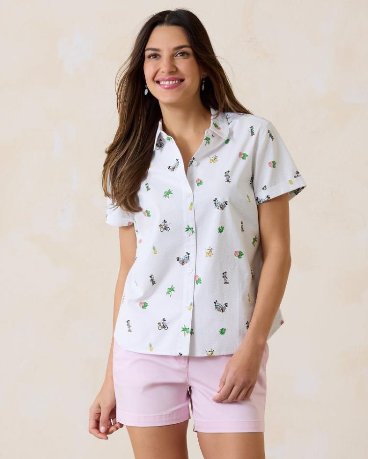 Women Tops &amp; Shirts | Tommy Bahama Disney Nova Wave Beach Cruiser Camp Shirt White