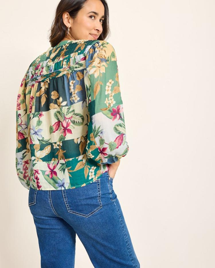 Women Tops &amp; Shirts | Tommy Bahama Hightide Flora Pintuck Blouse Bonsai