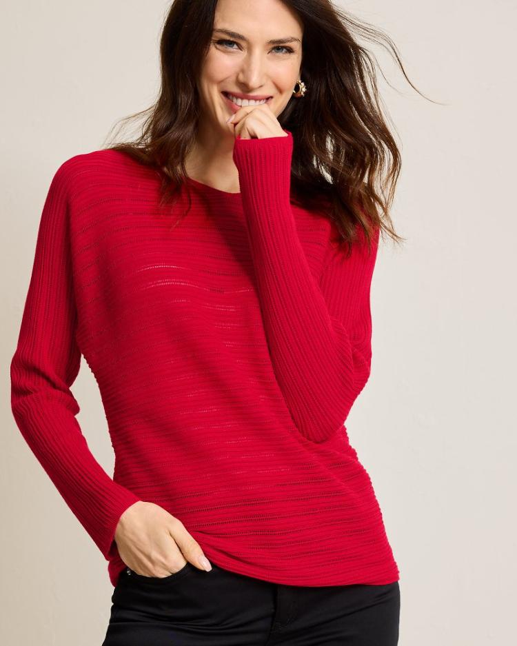 Women Tops &amp; Shirts | Tommy Bahama Jewel Bay Sequin V-Neck Sweater Tango Red