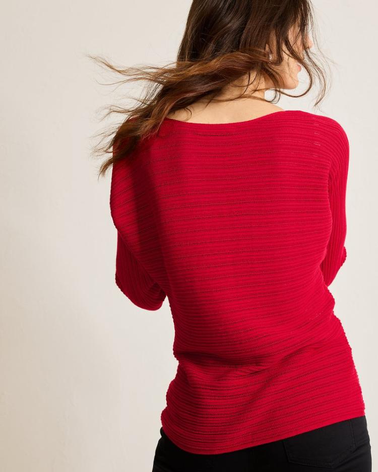 Women Tops &amp; Shirts | Tommy Bahama Jewel Bay Sequin V-Neck Sweater Tango Red