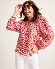 Women Tops &amp; Shirts | Tommy Bahama Jeweled Jaguar Pintuck Blouse Bleached Sand
