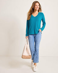 Women Tops &amp; Shirts | Tommy Bahama Kauai Jersey Long-Sleeve V-Neck T-Shirt Academy