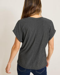 Women Tops &amp; Shirts | Tommy Bahama Kauai Tranquil Sea V-Neck T-Shirt Black