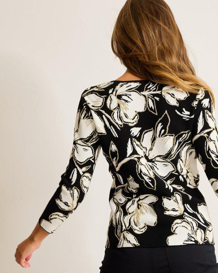 Women Tops &amp; Shirts | Tommy Bahama Noche Mar Jacquard Sweater Black