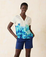 Women Tops &amp; Shirts | Tommy Bahama Oceanside Views Talulla Silk Camp Shirt Coconut
