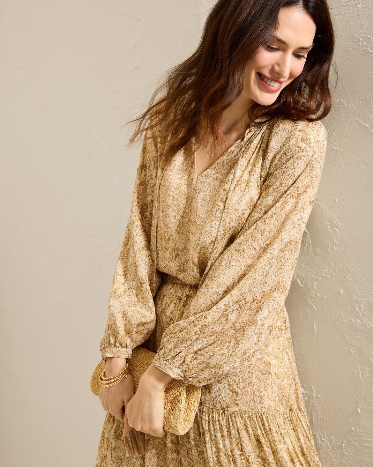 Women Tops &amp; Shirts | Tommy Bahama Playa Python Peasant Top Travertine