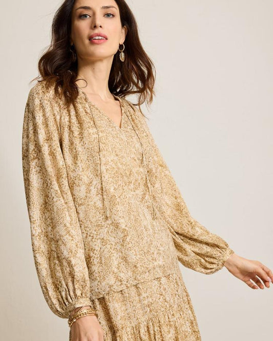 Women Tops &amp; Shirts | Tommy Bahama Playa Python Peasant Top Travertine