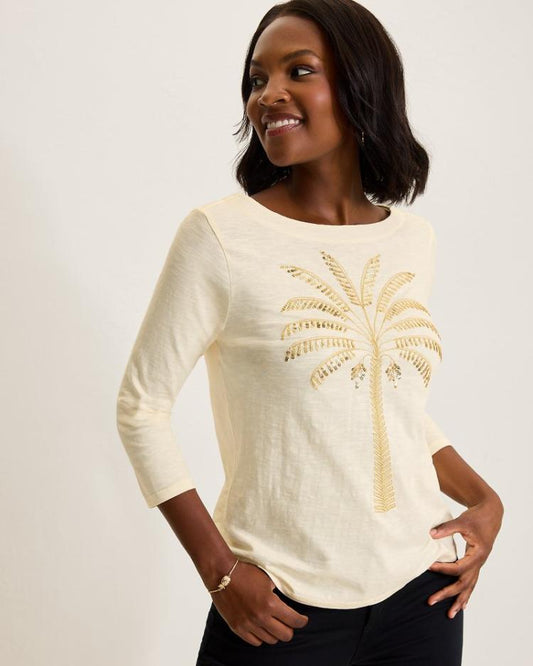 Women Tops &amp; Shirts | Tommy Bahama Puerta Del Sol Lux 3/4-Sleeve T-Shirt Coconut