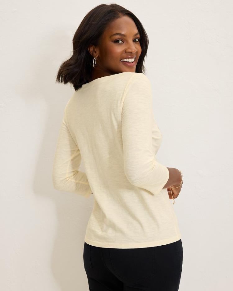 Women Tops &amp; Shirts | Tommy Bahama Puerta Del Sol Lux 3/4-Sleeve T-Shirt Coconut