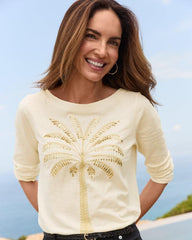 Women Tops &amp; Shirts | Tommy Bahama Puerta Del Sol Lux 3/4-Sleeve T-Shirt Coconut