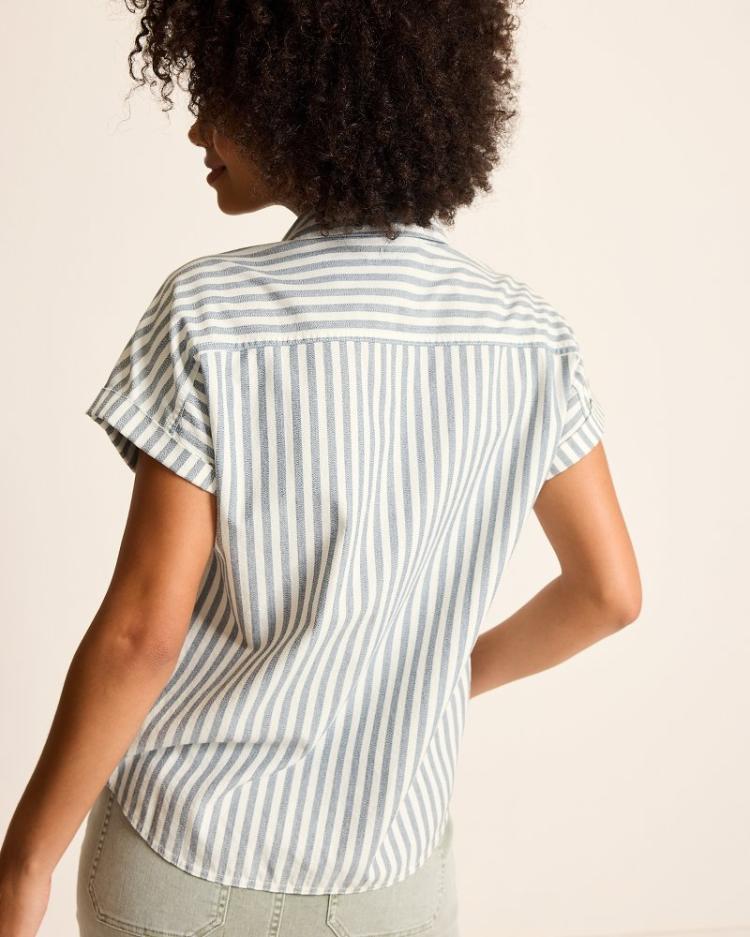 Women Tops &amp; Shirts | Tommy Bahama Seaway Stripe Coastal Twill Shirt Seacoast Wash