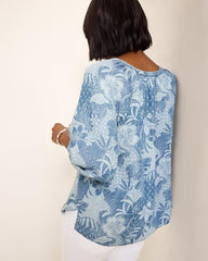 Women Tops &amp; Shirts | Tommy Bahama Secret Inlet 3/4-Sleeve Top Med Marina Wash