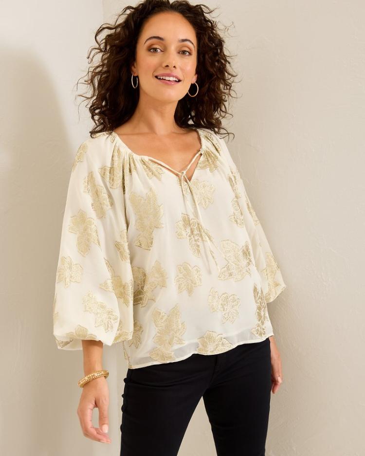 Women Tops &amp; Shirts | Tommy Bahama Shimmering Shores Peasant Top Coconut