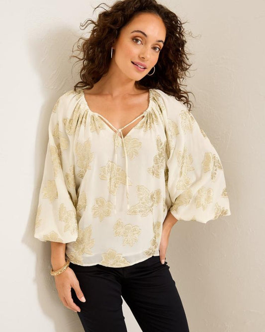 Women Tops &amp; Shirts | Tommy Bahama Shimmering Shores Peasant Top Coconut