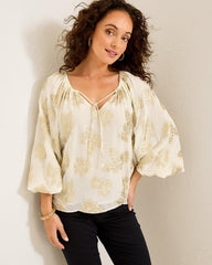 Women Tops &amp; Shirts | Tommy Bahama Shimmering Shores Peasant Top Coconut