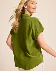 Women Tops &amp; Shirts | Tommy Bahama Silk Dolman Camp Shirt Olive Tree