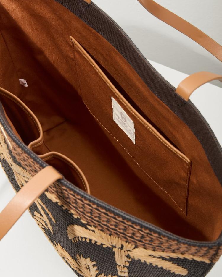 Women/Beach &amp; Home Handbags &amp; Clutches | Tommy Bahama Raffia Palms Beach Tote Black Multi