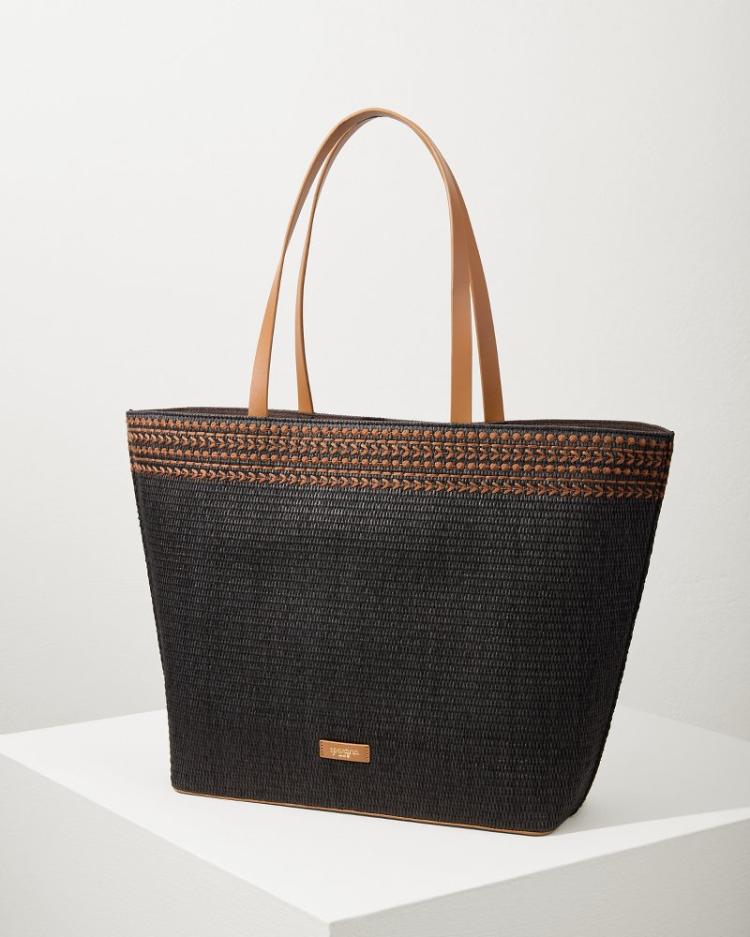Women/Beach &amp; Home Handbags &amp; Clutches | Tommy Bahama Raffia Palms Beach Tote Black Multi