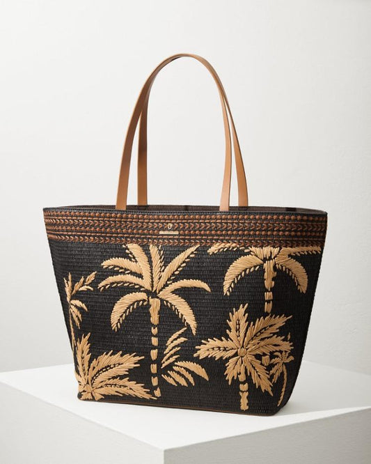 Women/Beach &amp; Home Handbags &amp; Clutches | Tommy Bahama Raffia Palms Beach Tote Black Multi